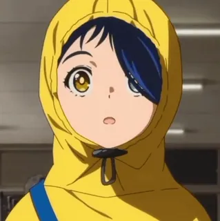 🥚 9177332a Ai Ohto Wonder Egg Priority アニメ, キャラクター, 黄色, パーカー telegram sticker