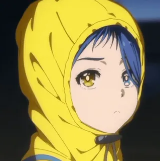 🥚 c1570eb5 アニメ, 女の子, 黄色, パーカー, 悲しい, かわいい, ティーンエイジャー telegram sticker