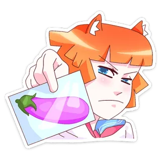 🍆 180f61c5 Anime, Cô gái, Cà tím, Biểu cảm, Hoạt hình, Sticker telegram sticker