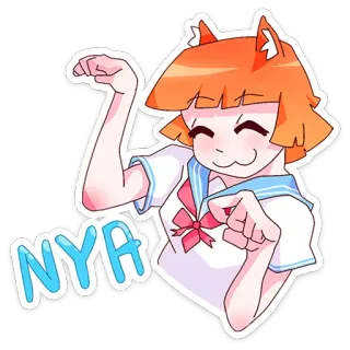 ☺️ fafe61e5 NYA Anime, Cô gái mèo, Meow, Dễ thương, Hoạt hình, Nhân vật telegram sticker