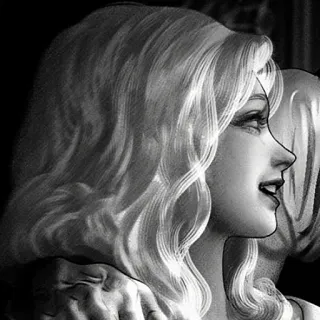 ♟ 0bfa3005 女性, ポートレート, 白黒, ヴィンテージ, エレガント, ヘア, 顔 whatsapp sticker