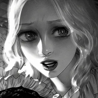 ♟ a542f9d8 アニメ, 怖い, ショック, 漫画, グレースケール, 女性, 女性, ポートレート whatsapp sticker