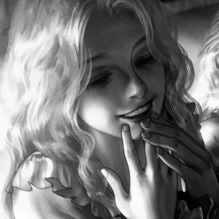 ♟ ee70e93c 女性, ポートレート, グレースケール, ファンタジー, アート whatsapp sticker