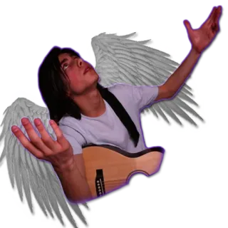 👼 a045bc23 Engel, Gitarre, Flügel, Musik, Mann, Porträt, Musiker telegram sticker