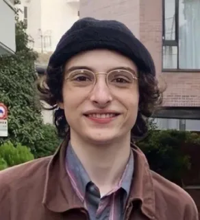 😄 71fcee9c Finn Wolfhard Finn Wolfhard, actor, celebrity, portrait, glasses, young adult telegram sticker