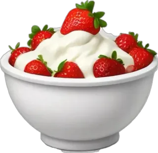 🤩 0d978be0 stroberi, mangkuk, krim, makanan penutup, makanan, buah telegram sticker