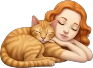 🤩 589f59d5 kucing, gadis, tidur, hewan peliharaan, imut, persahabatan, kucing oranye telegram sticker