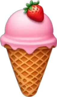 🤩 78c98f73 es krim, makanan penutup, stroberi, cone, makanan, manis telegram sticker