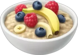 🤩 90776610 oatmeal, sarapan, makanan, beri, pisang, sehat, buah telegram sticker