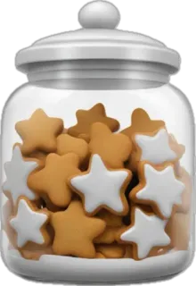 🤩 c4c0ec0e toples kue kering, kue kering, bintang, permen, makanan penutup, makanan telegram sticker