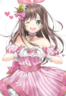 👗 004dcb4f anime meisje, kawaii, roze jurk, hart, schattig, cartoon telegram sticker