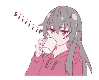 ❤️ 6ec8418f Sip Sip Anime, Minum, Lucu, Kartun, Santai, Lelah whatsapp sticker