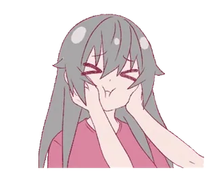 ❤️ 9df1a533 Anime, Gadis, Lucu, Mencubit pipi, Kartun, Ceria whatsapp sticker