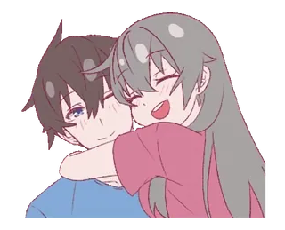 ❤️ 9fb37198 Anime, Pasangan, Lucu, Peluk, Kasih sayang, Kartun, Romantis whatsapp sticker