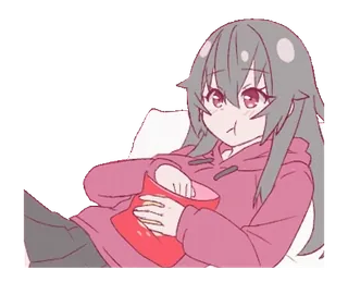 ❤️ d1f91991 Anime, Lucu, Makan, Gadis, Cemilan, Santai whatsapp sticker
