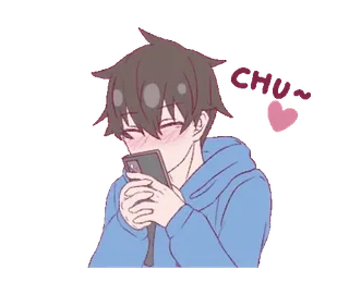 ❤️ ee0b370e Cute lucu, anime, cinta, hati, bahagia, anak laki-laki, telepon whatsapp sticker