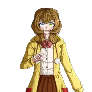 🌟 8d152162 Anime, Charakter, Mädchen, verängstigt, geschockt, gelber Mantel whatsapp sticker