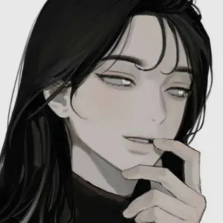 🤍 795aaafc Anime, Retrato, Arte, Ilustração, Cabelo comprido, Escala de cinza whatsapp sticker