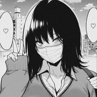 🤍 e2ab5ba1 Anime, Garota, Uniforme escolar, Máscara, Sinal de paz, Corações whatsapp sticker