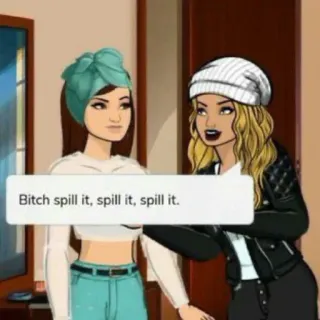 🚰 9c7e74f8 Bitch spill it, spill it, spill it. desenho animado, diálogo, personagens, conversa telegram sticker