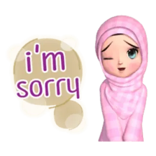 ✳️ 2119551f i'm sorry entschuldigung, entschuldigung, frau, hidschab, cartoon whatsapp sticker