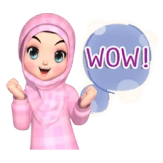 ✳️ 35448091 WOW! Cartoon, Mädchen, Hijab, Wow, Süß whatsapp sticker