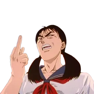 😠 1244e62b dedo do meio, gesto ofensivo, insulto, rude, garota anime, garota, mostrar o dedo do meio telegram sticker