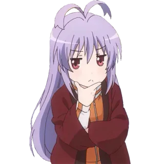 🤔 1853faea Anime, Personagem, Pensando, Cabelo Roxo, Desenho animado, Mangá telegram sticker