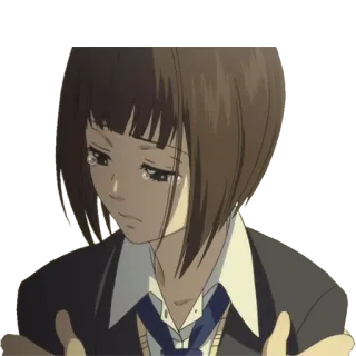 😔 8bcbe8fc anime, garota, chorando, triste, uniforme escolar telegram sticker