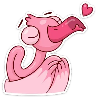 😘 2df1825b rosa Vogel, Flamingo, Cartoon, Liebe, Herz, süß, Sticker telegram sticker