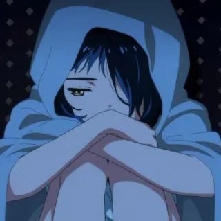 🫐 2cc2fb79 anime, girl, sad, hoodie, character telegram sticker