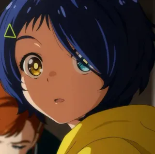 🫐 59444522 Ai Ohto Wonder Egg Priority anime, girl, cute, blue hair, yellow, triangle hair clip telegram sticker