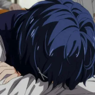 🫐 ca5a1116 anime, blue hair, sleep, hairpin telegram sticker