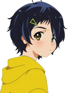 😊 4e5515ce anime, cartoon, girl, character, yellow hoodie telegram sticker