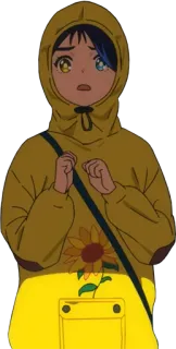 😨 b73dce70 anime, girl, yellow, hoodie, sunflower telegram sticker