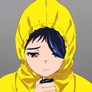 📱 81560cca anime, sad, girl, yellow, hood, crying telegram sticker