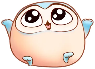 👐 97b09d38 sowa, słodki, kreskówka, ptak, zwierzę, puszysty, oczy telegram sticker