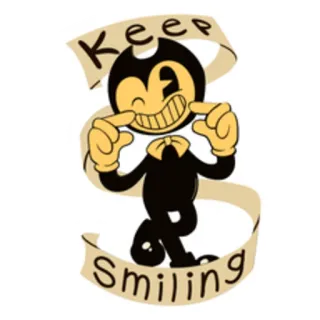 😃 95be78aa Bendy Bendy and the Ink Machine Keep Smiling desenho animado, videogame, personagem, sorrindo, Bendy, Bendy and the Ink Machine telegram sticker