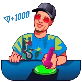 🍆 883fdcb6 +1000 dessin animé, bouton, t-shirt, texte whatsapp sticker