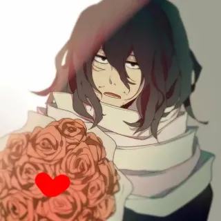 💐 45de165e Aizawa Shouta My Hero Academia 애니메이션, 만화, 아이자와, 장미, 하트 telegram sticker