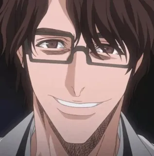 😏 efae1ddd Sosuke Aizen Bleach Anime, Manga, Bösewicht, Brille, Grinsen telegram sticker