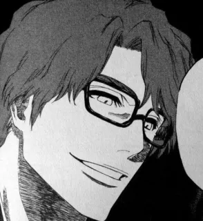 ♥ e97ba710 Sosuke Aizen Bleach Anime, Manga, Bril, Schurk, Glimlach telegram sticker