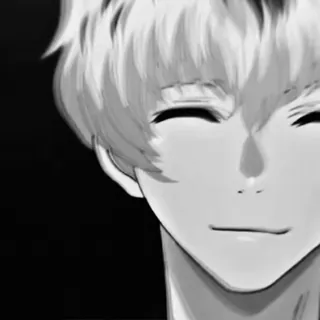 🀄 a86e92ce anime, manga, potret, hitam putih, tersenyum, pria whatsapp sticker