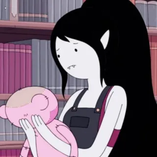 🖤 c540085b Marceline Adventure Time animated, cartoon, vampire, sad, hug, toy, pink, Marceline telegram sticker