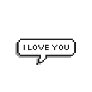 💬 e7cfc57e I LOVE YOU 爱, 像素画, 消息, 气泡框 telegram sticker