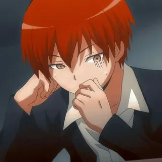🌪 00b289dc Karma Akabane Assassination Classroom anime, kreskówka, Karma Akabane, Assassination Classroom, rude włosy, postać telegram sticker