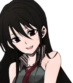 👙 a2253ade Akame Akame ga Kill! Anime, Fille, cheveux noirs, yeux rouges, sourire, personnage whatsapp sticker