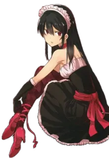 👗 e77565fa アニメ, 女の子, メイド, 赤, 黒 telegram sticker