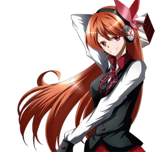 😏 13c5cb0a Chelsea Akame ga Kill! Anime, Fille, Casque, Cheveux roux, Sourire narquois telegram sticker