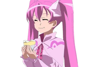 😏 a353d951 Mine Akame ga Kill! animé, fille, manger, cheveux roses, mignon telegram sticker